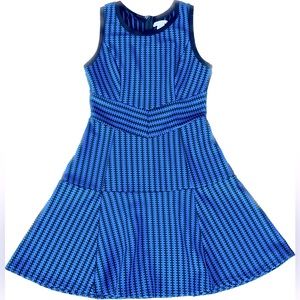 Esley Dress in Cobalt and Black Sleeveless with Flair Skirt Size S